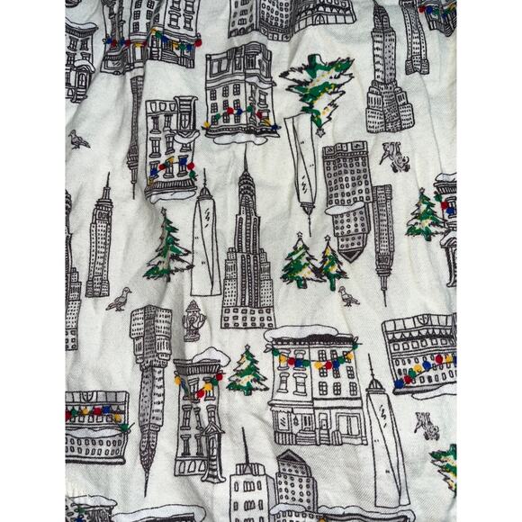 Aerie Holiday City Boyfriend Flannel Pajama Top Button Up Sleepwear, Size Large - Picture 11 of 11